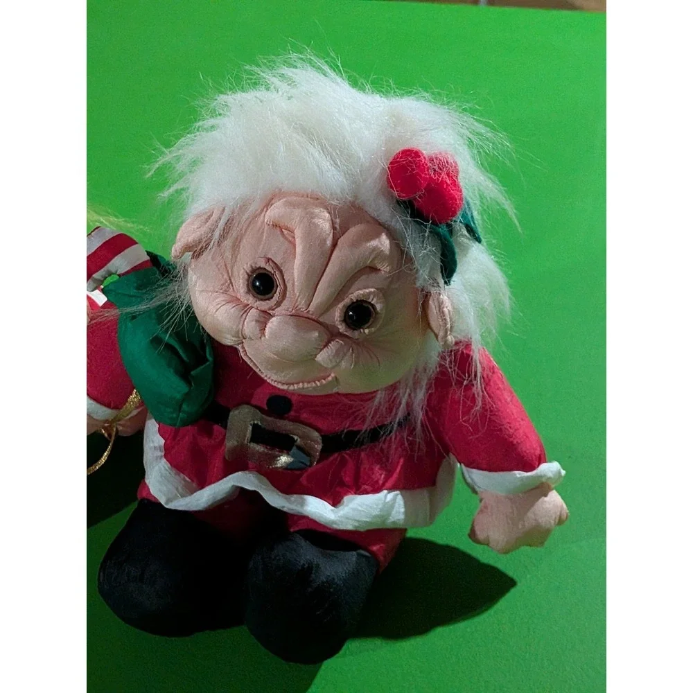 Vtg Elf Santa Troll Doll Christmas Plush Nylon International Silver 8